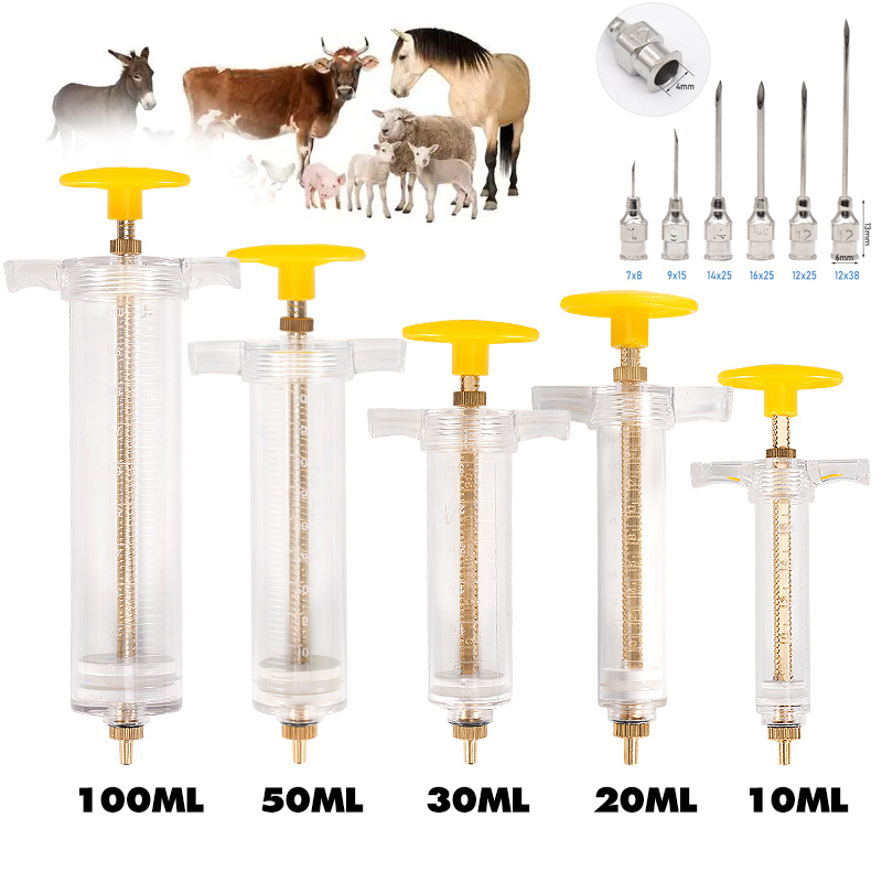 Veterinary Syringe Gun - 10/20/30/50/100 ml Ayarlanabilir Doz Şırınga Aşı