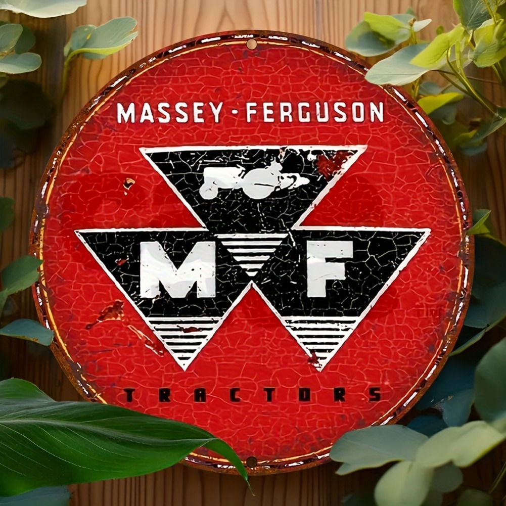 Farming Agriculture Logo - Vintage Massey Ferguson Traktörleri Yuvarlak Metal