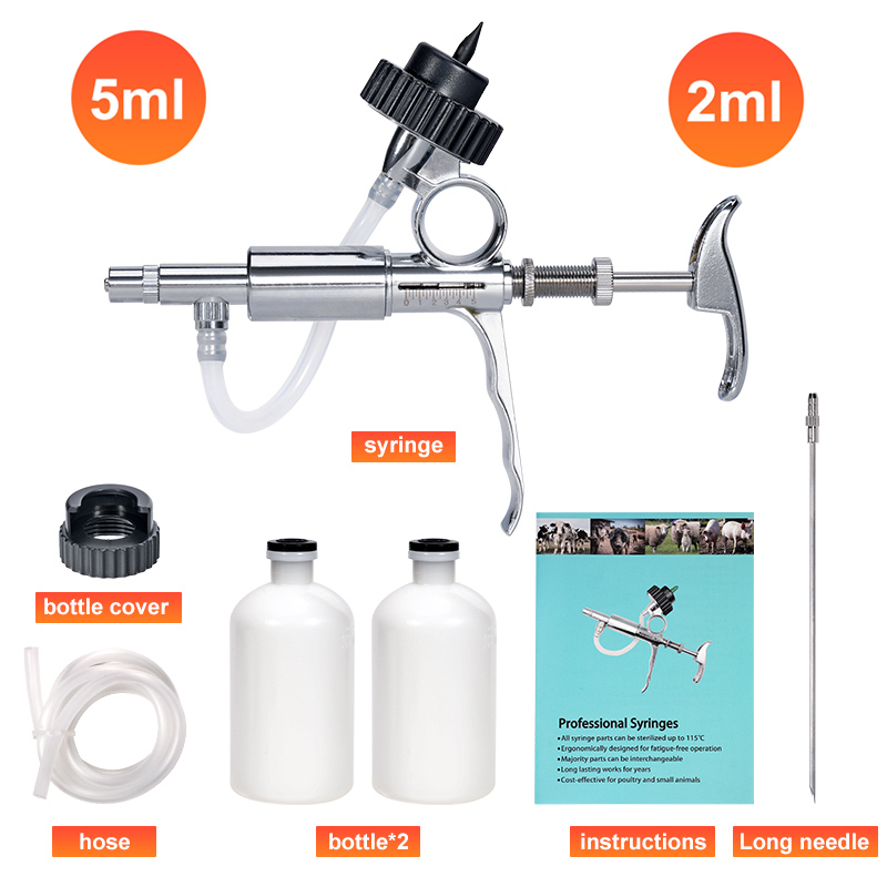 Veterinary Syringe Gun - 2ml/5ml Otomatik Kümes Hayvanları Enjektörü, Aksesuarlı